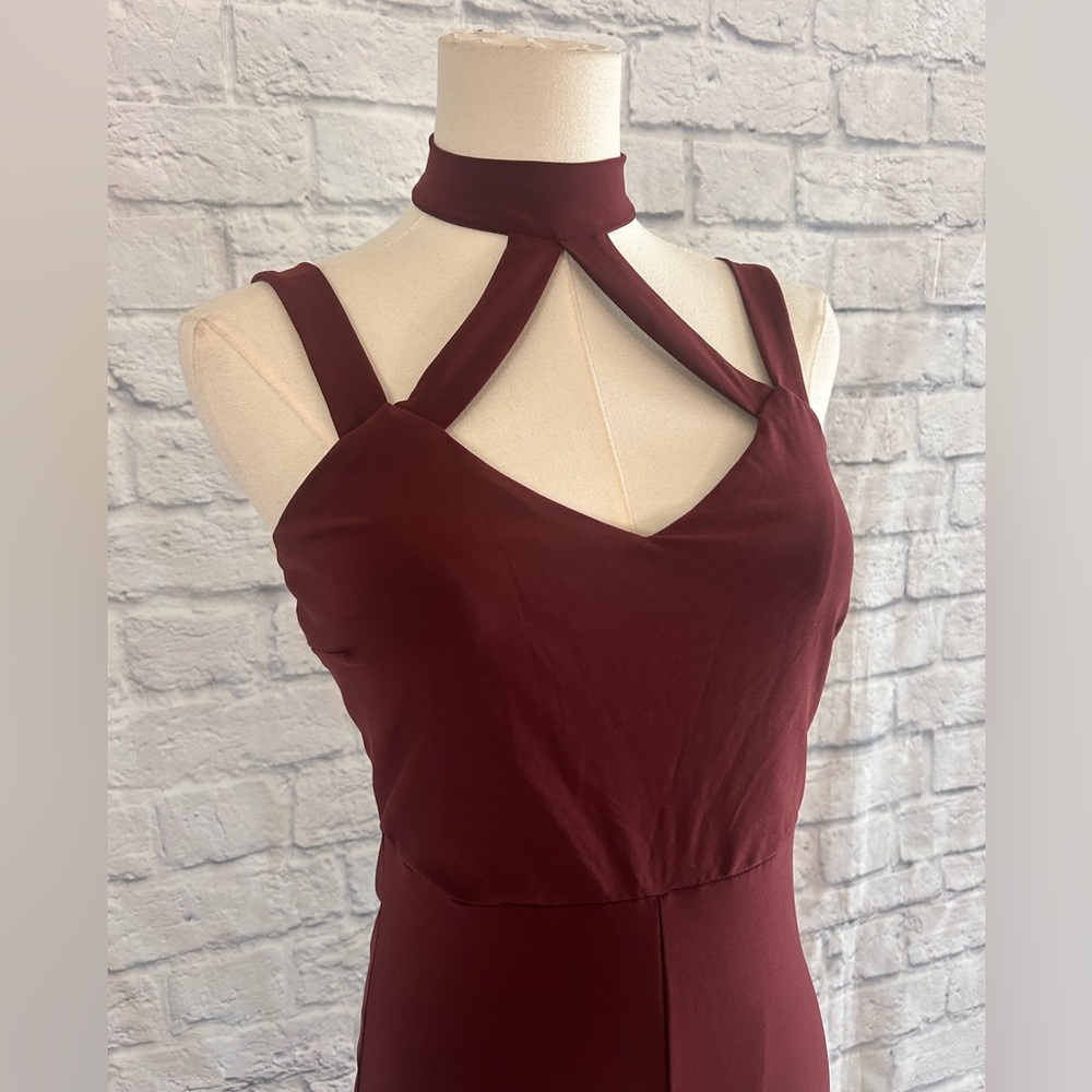 Burgundy Red Strappy Sweatheart Jumpsuit Small - Picture 2 of 6